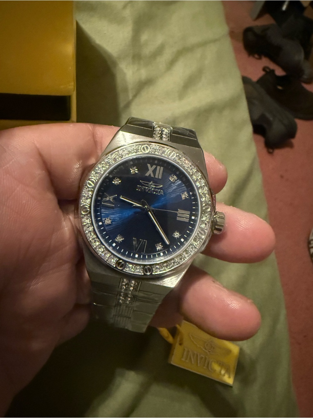 Invicta Men's Silver Stainless Steel Watch with Blue Dial